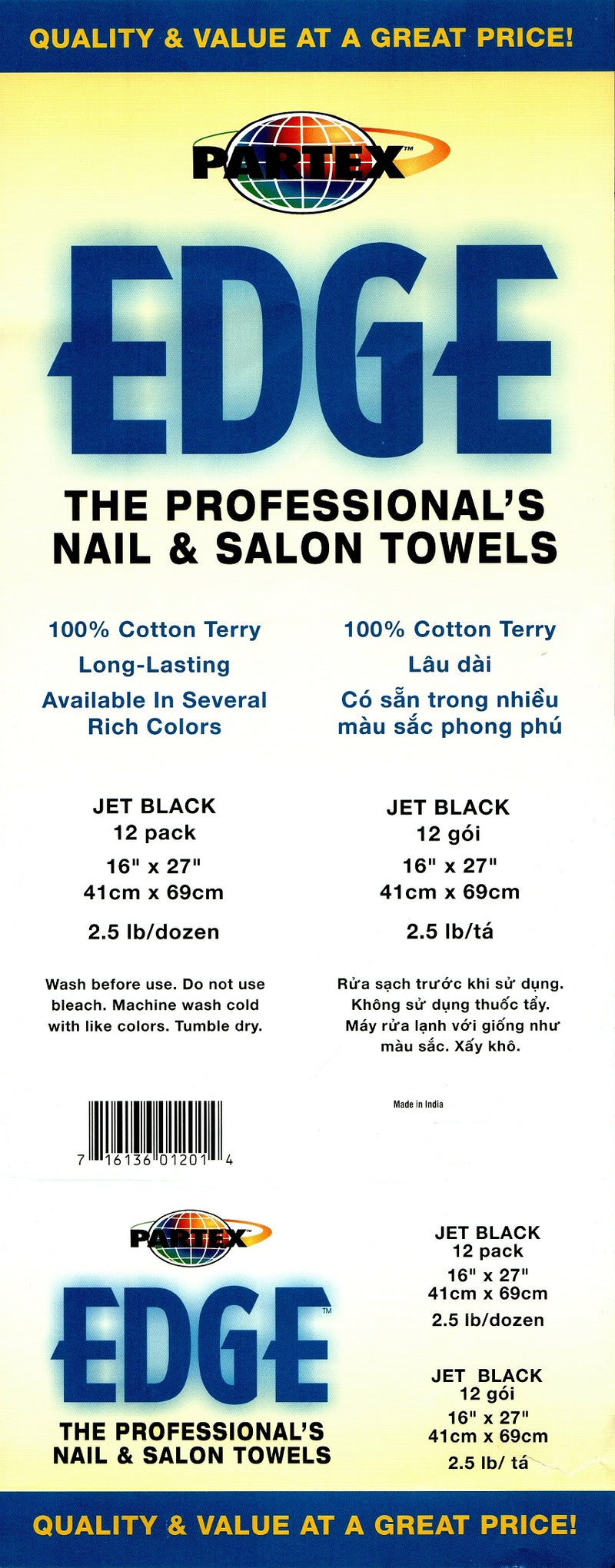 Barber Towels 100% Cotton  Lint-Free White W Blue Stripe
