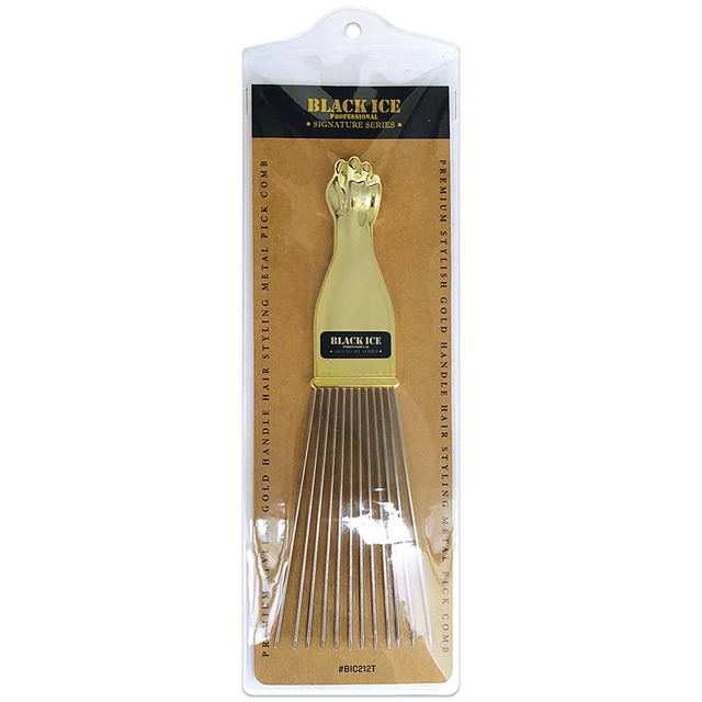 Stylish Gold Handle Metal Fan Pick Comb