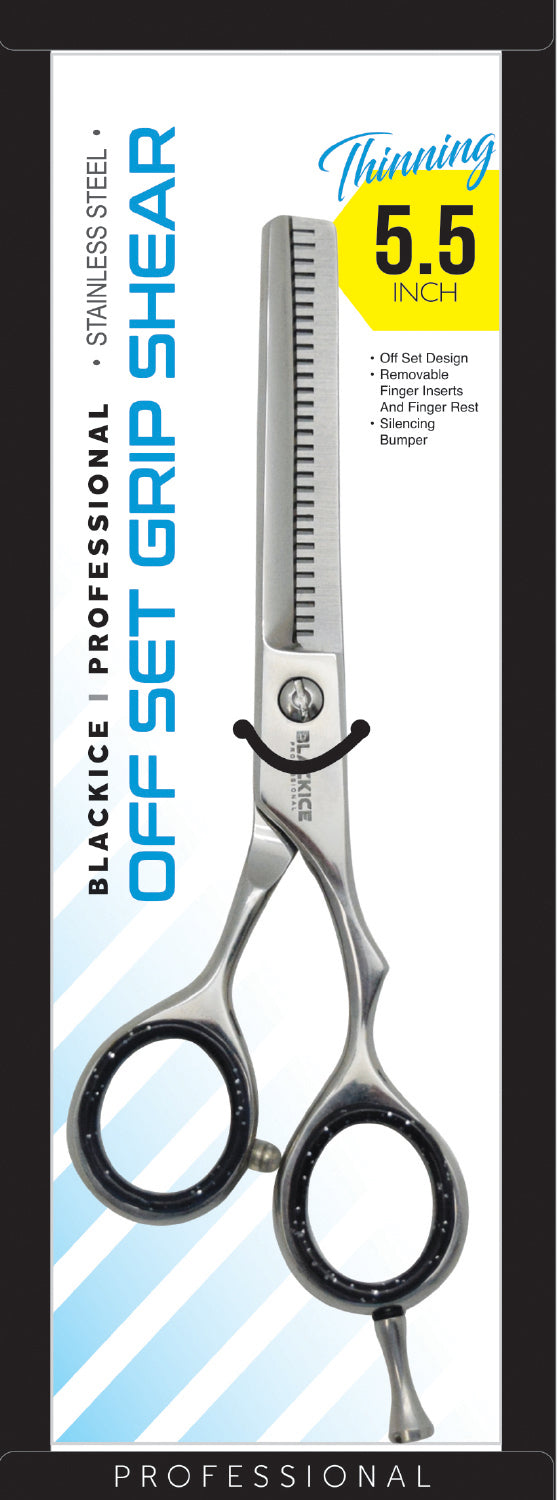 Black Ice Off Set Grip Thinning Shears - Stainless Steel