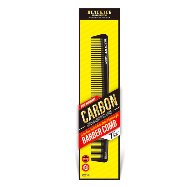 Black Ice Premium Quality CARBON Barber Comb 7.5"