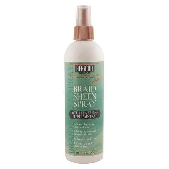 African Pride Braid Sheen Spray W/ Tea Tree Oil 12oz - Xcluciv Barber Supplier