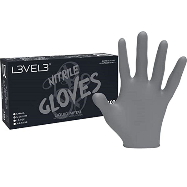 L3VEL3 Nitril Gloves 100pcs Liquid Metal