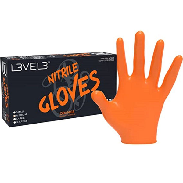 L3VEL3 Nitril Gloves 100pcs Orange