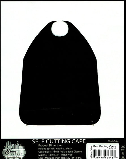 The Shave Factory barber cape supreme black white